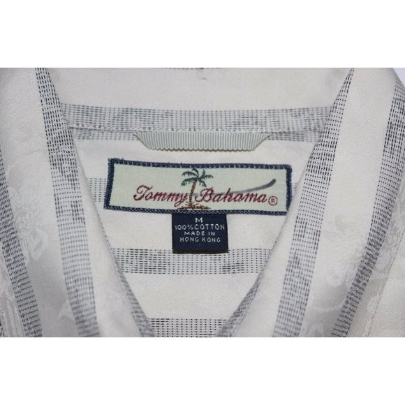TOMMY BAHAMA Beige Gray Stripes Textured Shirt - Picture 4 of 8